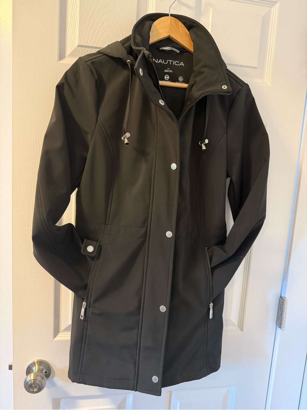Nautica Black Hooded Softshell Coat Womens M